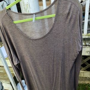 Oversized semi-sheer brown long sleeve